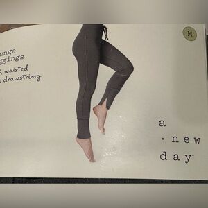 A New Day Medium Raw Hem Lounge Leggings Olive Green Highwaisted Drawstring